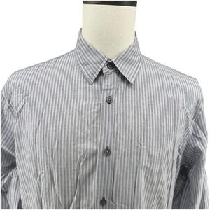 John Varvatos USA Mens Button Down Shirt L Grey Purple Striped‎ Rocker Chic